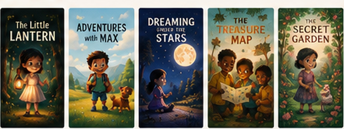 A collection of children's story book cover concepts